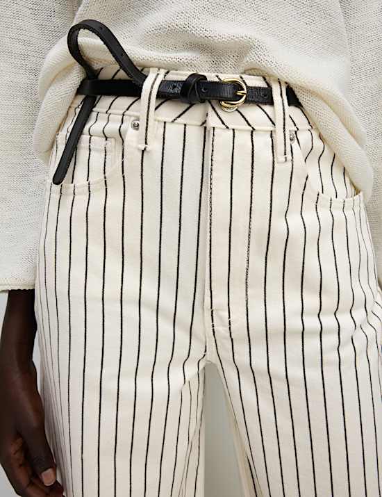 Pantalon coupe large 100 % coton à rayures