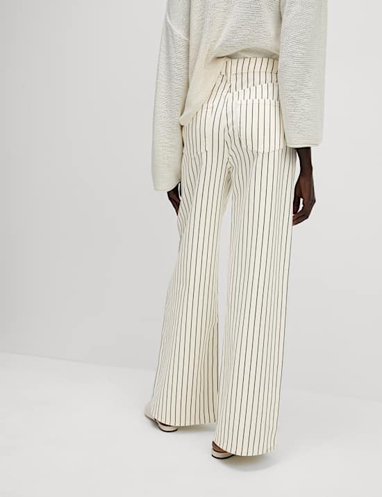 Pantalon coupe large 100 % coton à rayures