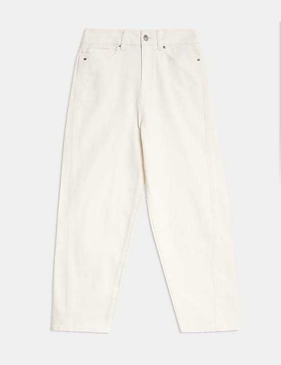 High Waisted Carrot Leg Ankle Grazer Jeans