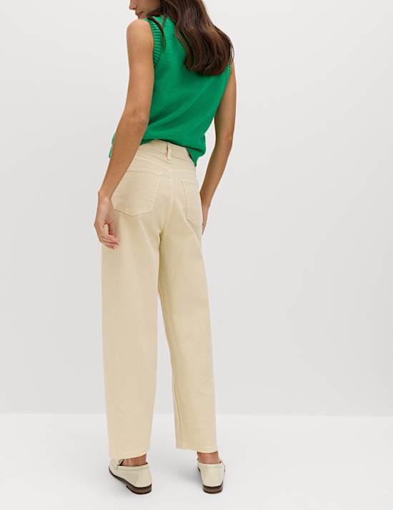 High Waisted Carrot Leg Ankle Grazer Jeans