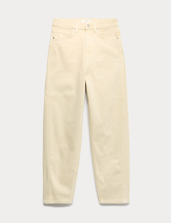 High Waisted Carrot Leg Ankle Grazer Jeans