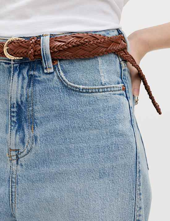 Jean taille haute coupe carotte longueur cheville