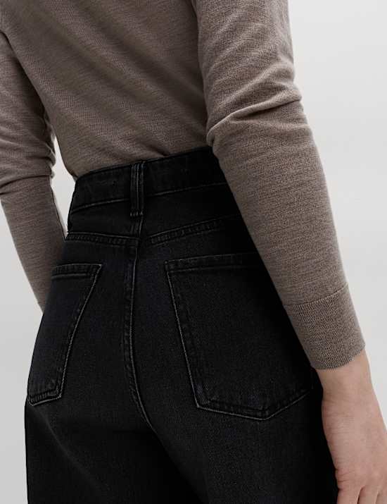 Kn&ouml;chellange Karottenjeans mit hohem Bund und weitem Bein