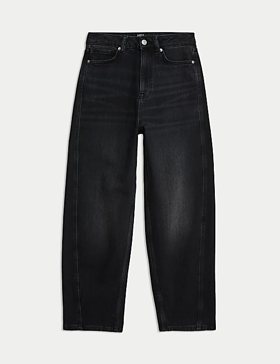 High Waisted Carrot Leg Ankle Grazer Jeans