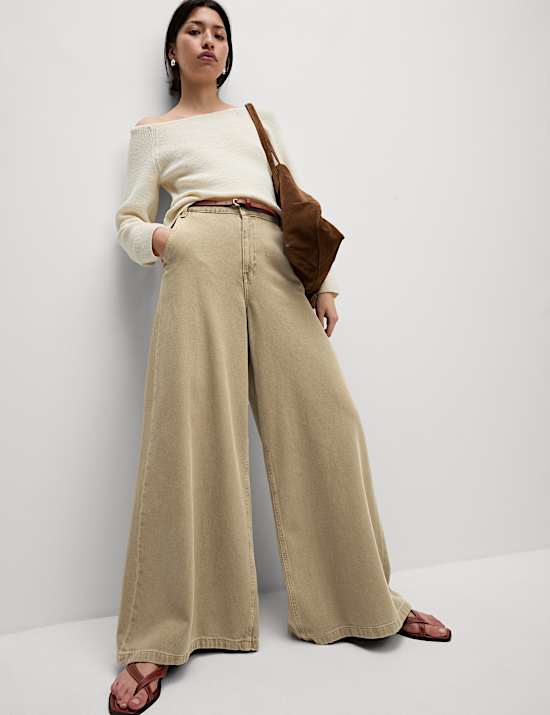 Cotton Rich Palazzo Trousers