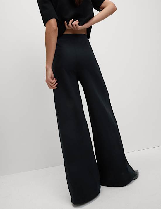 Ponte Elasticated Waist Palazzo Trousers