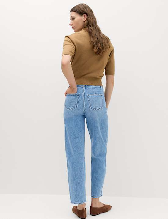 Cotton Rich High Waisted Carrot Leg Jeans
