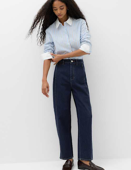 Cotton Rich High Waisted Carrot Leg Jeans