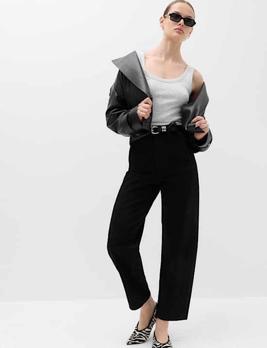 Cotton Rich High Waisted Carrot Leg Jeans