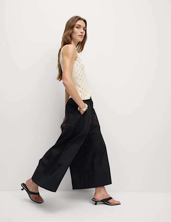 Pure Cotton Palazzo Cropped Trousers