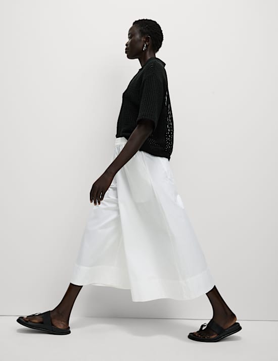 Pure Cotton Palazzo Cropped Trousers