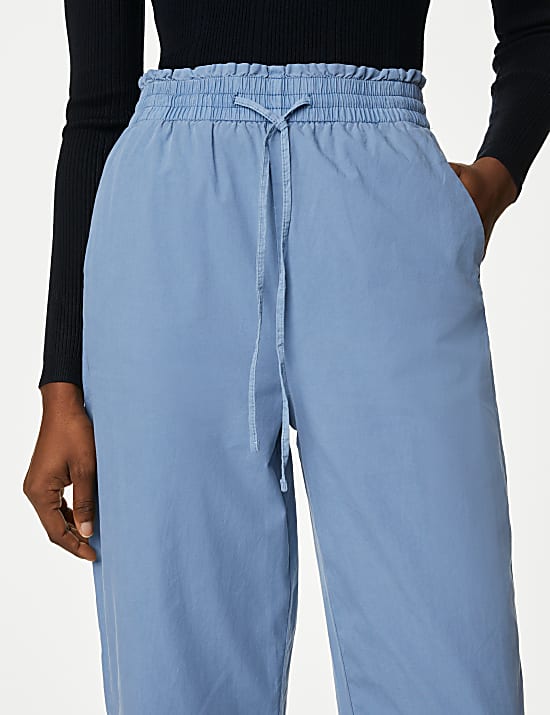 Puur katoenen, enkellange broek met rechte pijpen