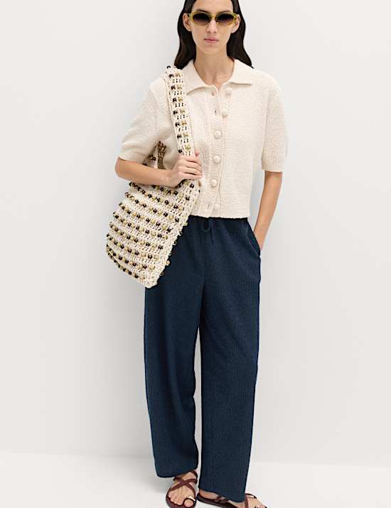 Jersey Textured Carrot Leg Ankle Grazer Trousers