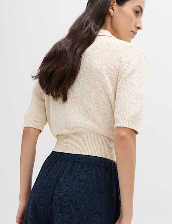 Jersey Textured Carrot Leg Ankle Grazer Trousers