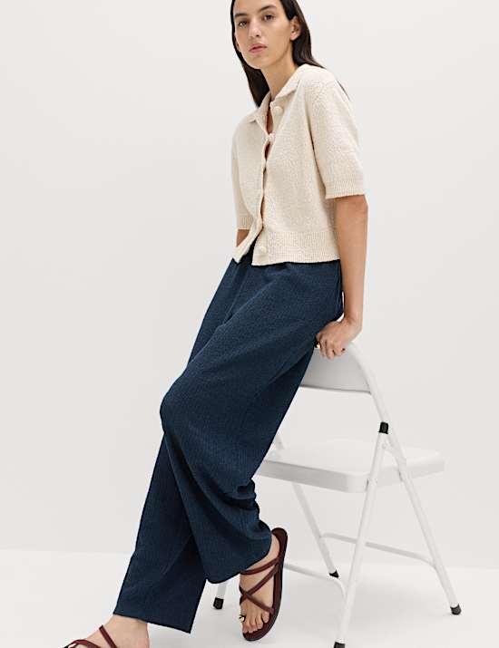 Jersey Textured Carrot Leg Ankle Grazer Trousers
