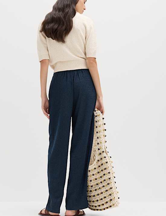Jersey Textured Carrot Leg Ankle Grazer Trousers