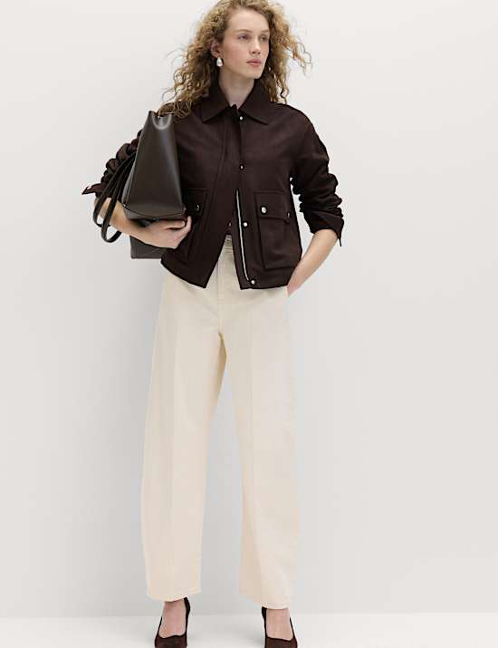 Katoenen broek met ballonpijpen en plooi langs de voorkant