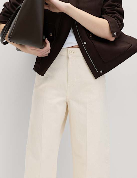 Katoenen broek met ballonpijpen en plooi langs de voorkant