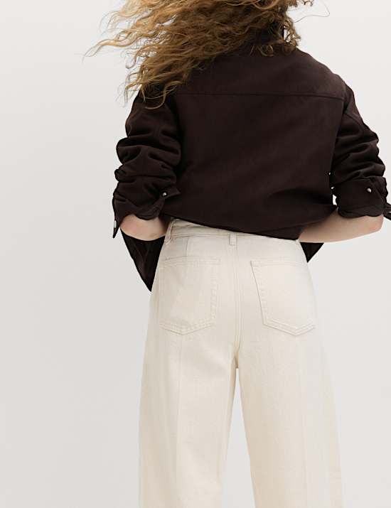 Katoenen broek met ballonpijpen en plooi langs de voorkant