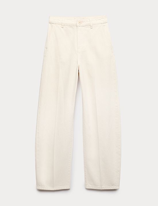 Katoenen broek met ballonpijpen en plooi langs de voorkant