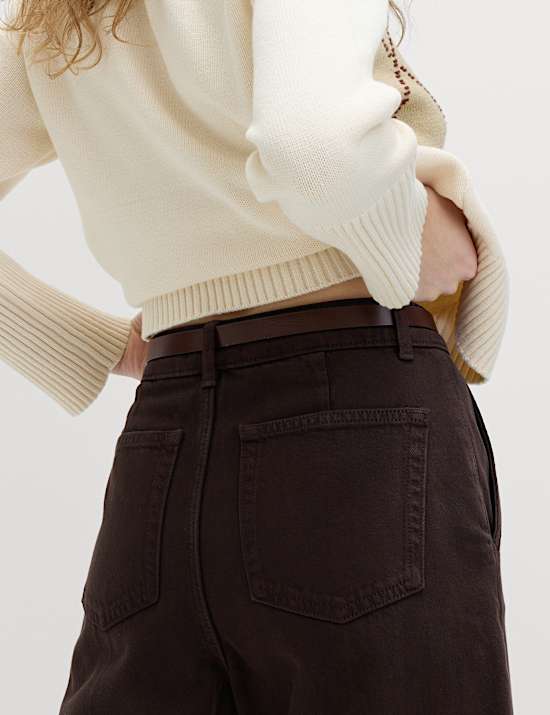 Pure Cotton Crease Front Barrel Leg Trousers