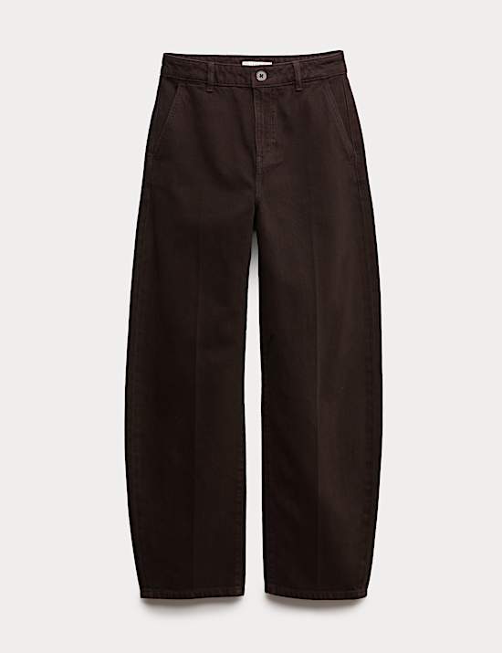 Pure Cotton Crease Front Barrel Leg Trousers