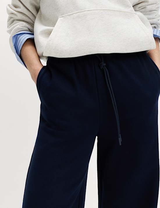 Cotton Rich Drawstring Wide Leg Joggers