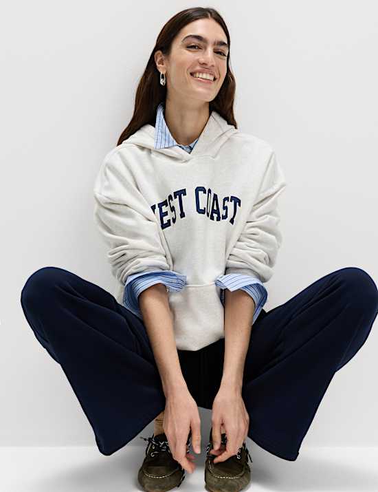 Cotton Rich Drawstring Wide Leg Joggers