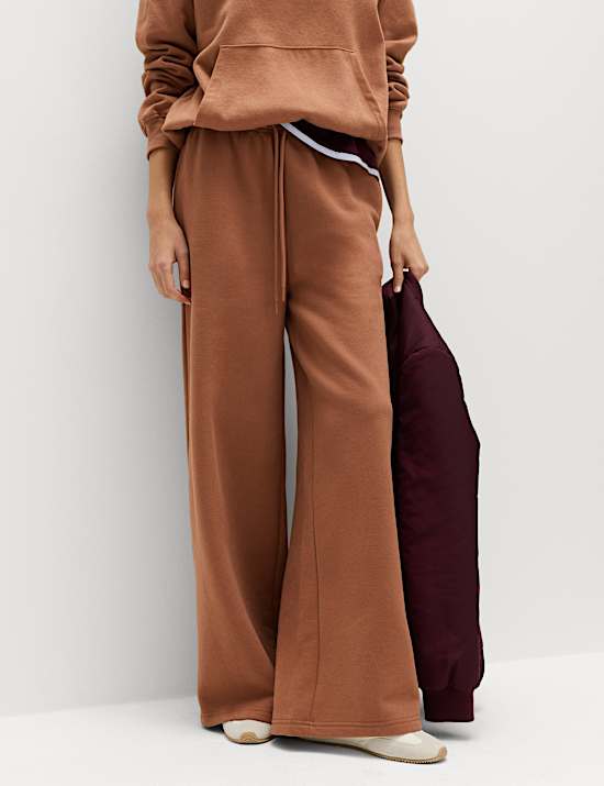 Cotton Rich Drawstring Wide Leg Joggers