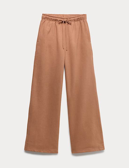 Cotton Rich Drawstring Wide Leg Joggers