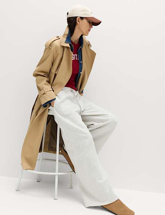 Cotton Rich Drawstring Wide Leg Joggers