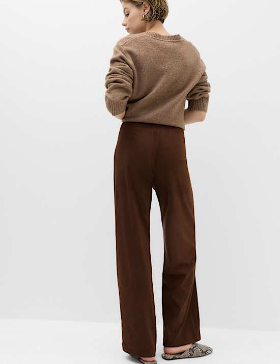 Faux Suede Straight Leg Trousers