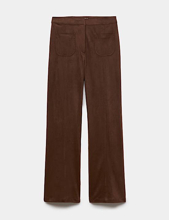 Faux Suede Straight Leg Trousers
