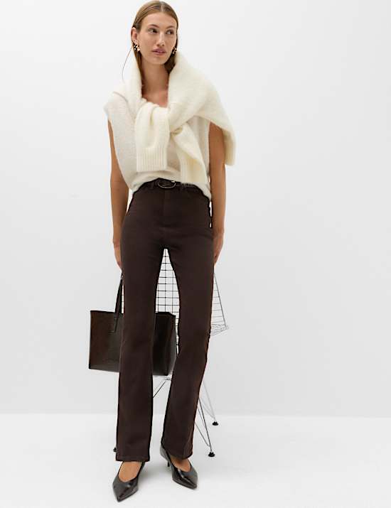 Cotton Rich Kick Flare Trousers