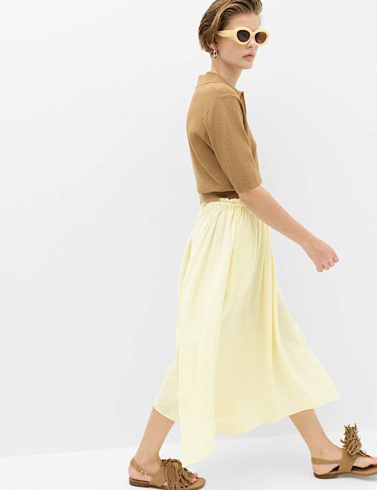 Hanky Hem Midi Skirt