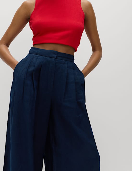 Pure Linen Wide Leg Trousers