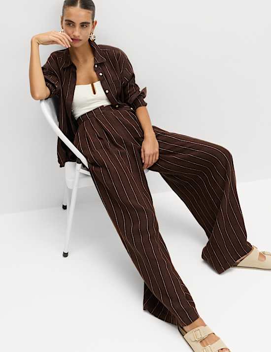 Pure Linen Wide Leg Trousers