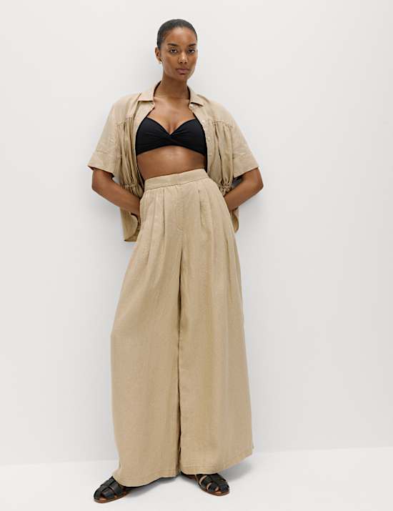 Pure Linen Wide Leg Trousers