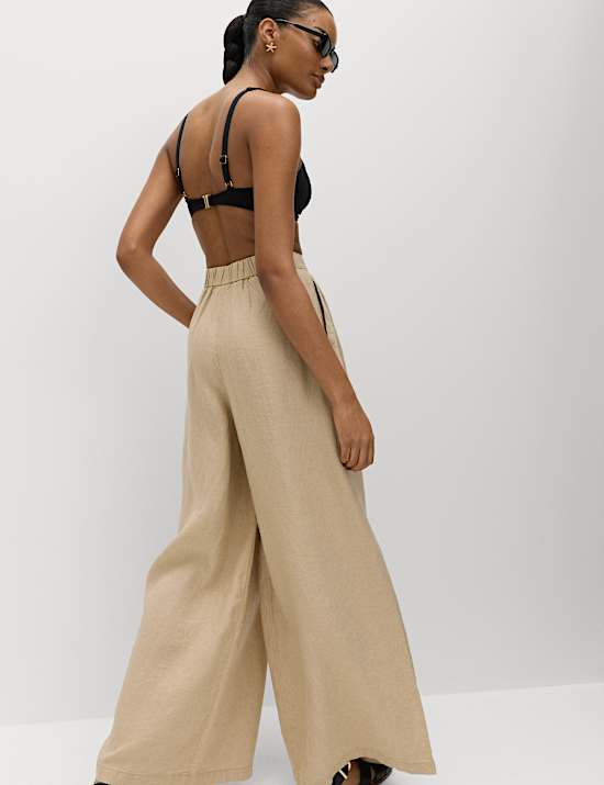 Pure Linen Wide Leg Trousers