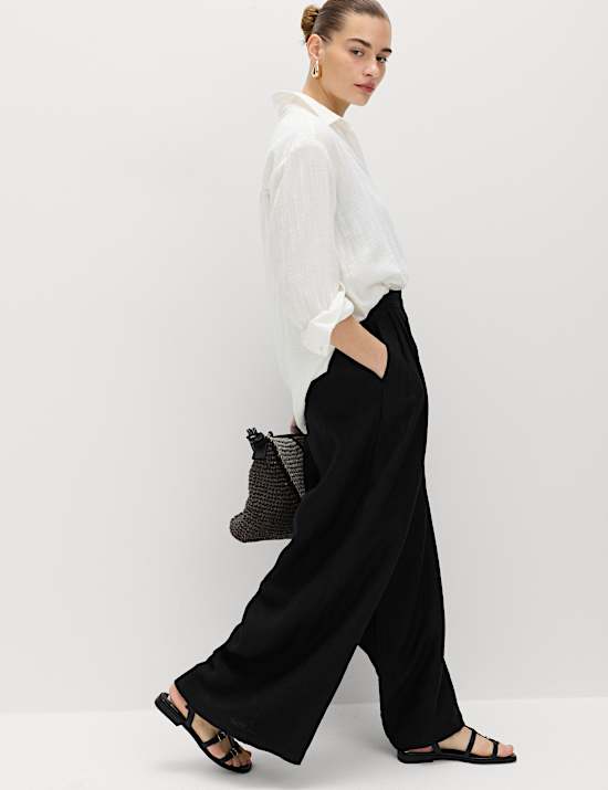 Pure Linen Wide Leg Trousers
