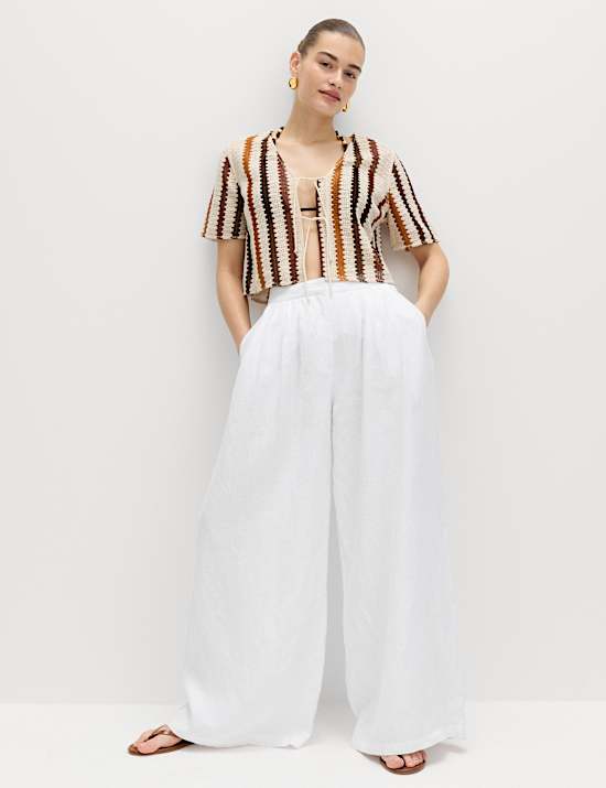 Pure Linen Wide Leg Trousers
