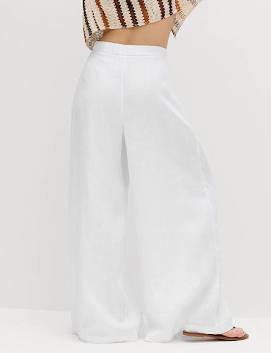 Pure Linen Wide Leg Trousers