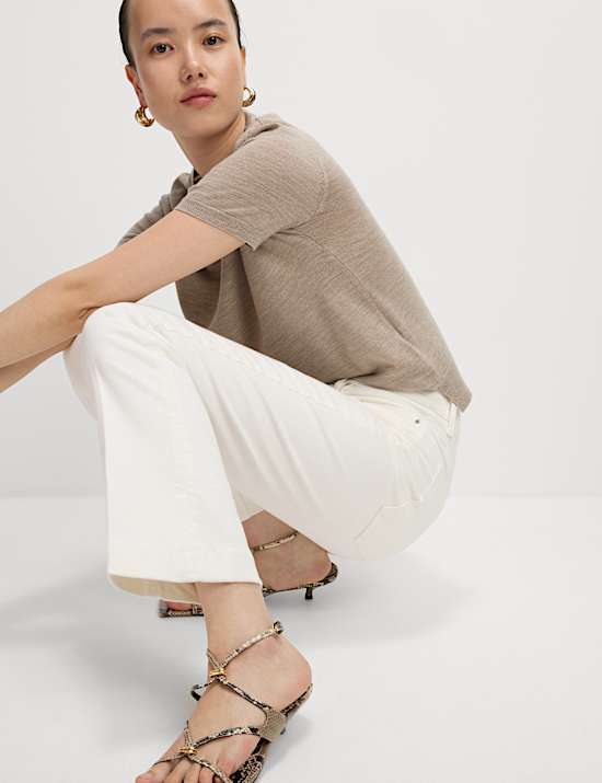 High Waisted Slim Flare Cropped Jeans