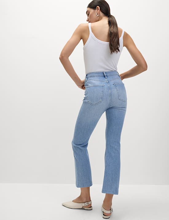 High Waisted Slim Flare Cropped Jeans