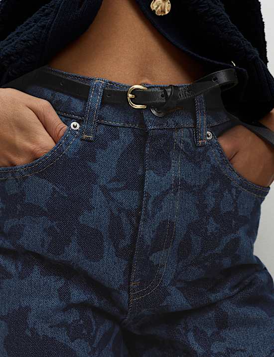 High Waisted Floral Wide Leg Jeans