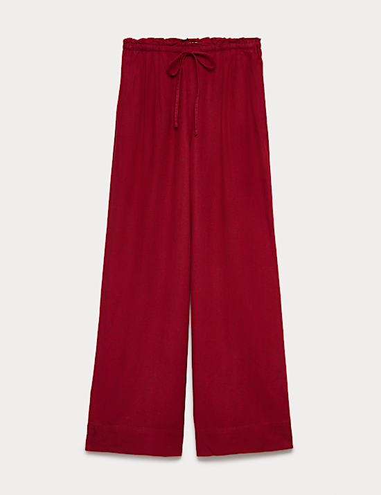 Pantalon coupe large en lin avec cordon