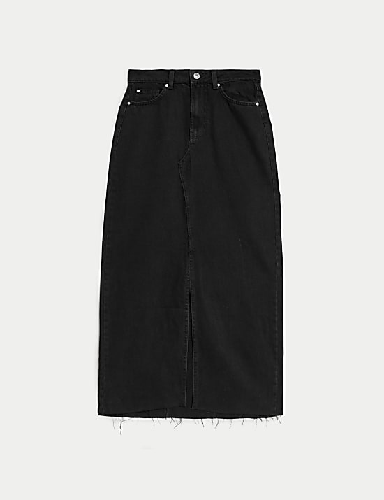 Chemise coupe longue en jean fendue sur le devant