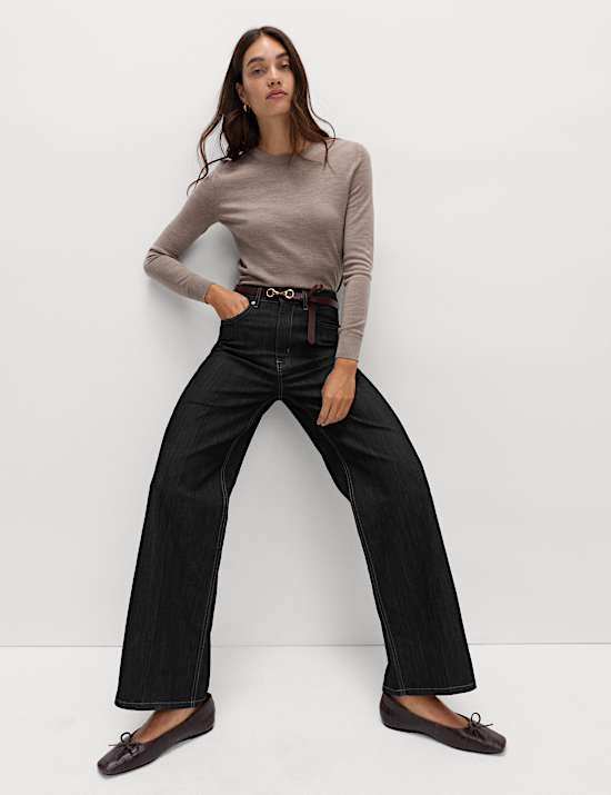 High Waisted Smart Wide Leg Jeans