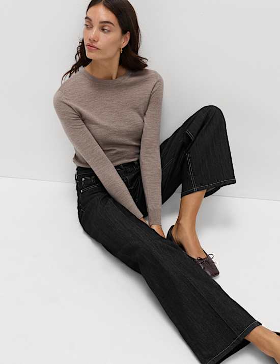 High Waisted Smart Wide Leg Jeans