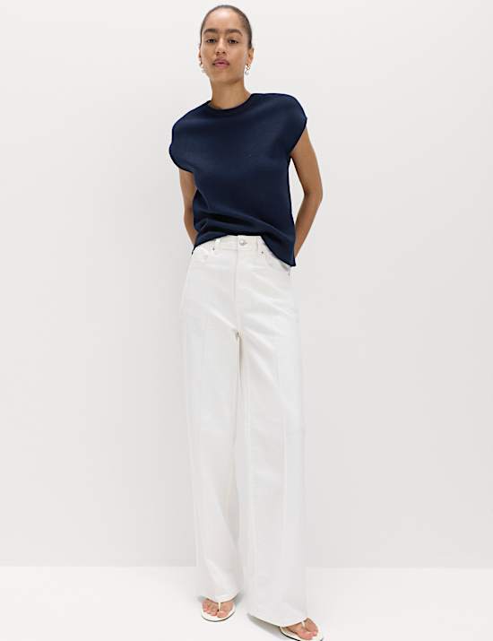 Jeans de vestir de pata ancha de cintura alta